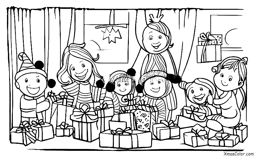 Christmas / Christmas in the present: Children opening presents on Christmas morning
