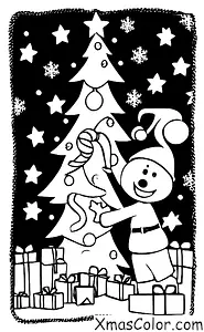 Christmas / Christmas in the suburbs: A lone person decorating their Christmas tree