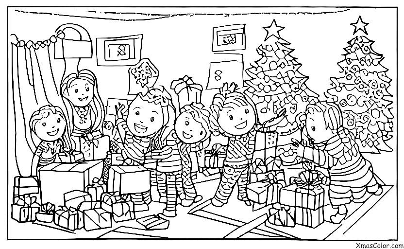 Christmas / Christmas in the suburbs: Children opening presents on Christmas morning