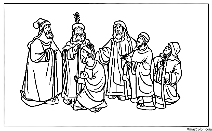 Christmas / Christmas Miracle: The three Wise Men bringing gifts to Jesus