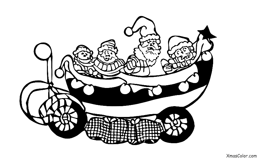 Christmas / Christmas Parades: A float with Santa Claus and his reindeer