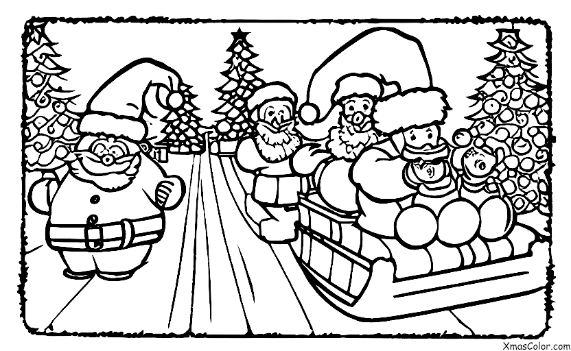 Christmas / Christmas Parades: Santa Claus leading the parade