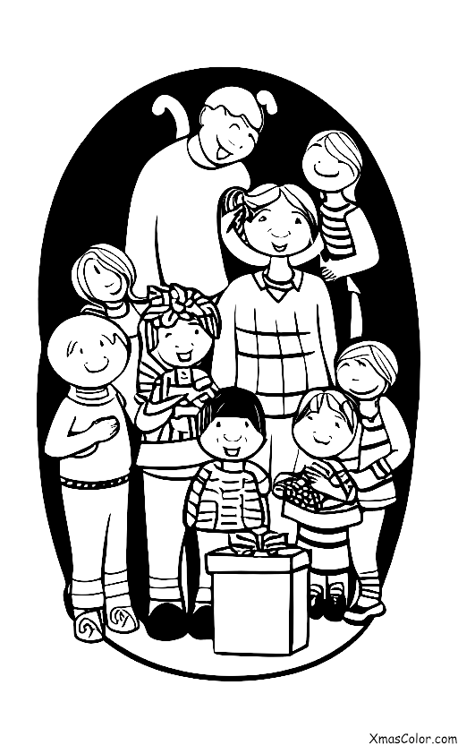 Christmas / Christmas past, present, and future: A family opening presents on Christmas morning