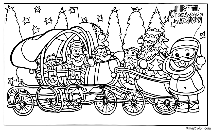 Christmas / Christmas past, present, and future: Santa Claus in his sleigh