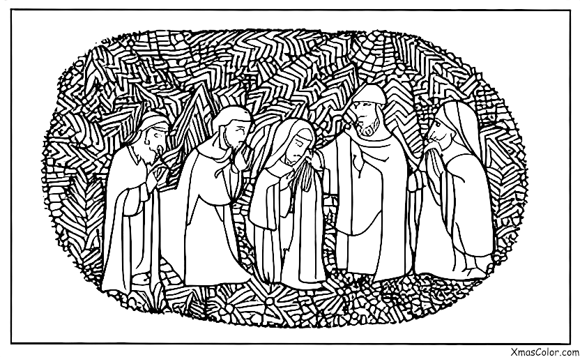 Christmas / Christmas past, present, and future: The three Wise Men bringing presents to baby Jesus