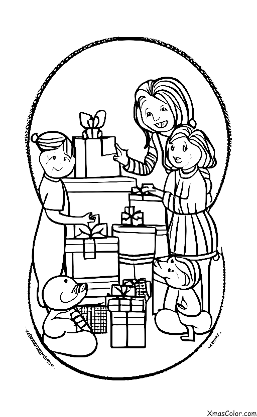 Christmas / Christmas plays: A family opening presents on Christmas morning