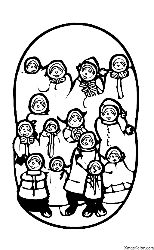 Christmas / Christmas plays: A group of carolers singing Christmas songs