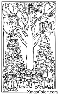 Christmas / Christmas plays: A group of people decorating a Christmas tree