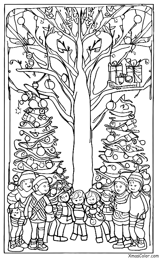 Christmas / Christmas plays: A group of people decorating a Christmas tree