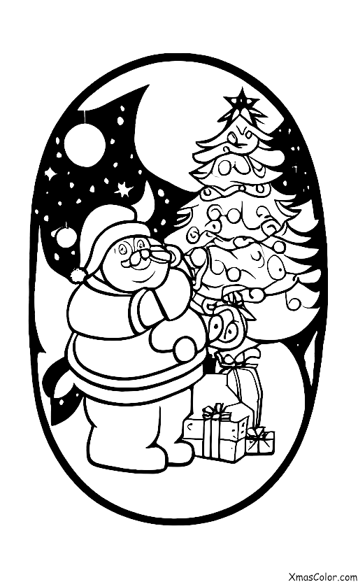 Christmas / Christmas plays: Santa and his reindeer flying in the sky