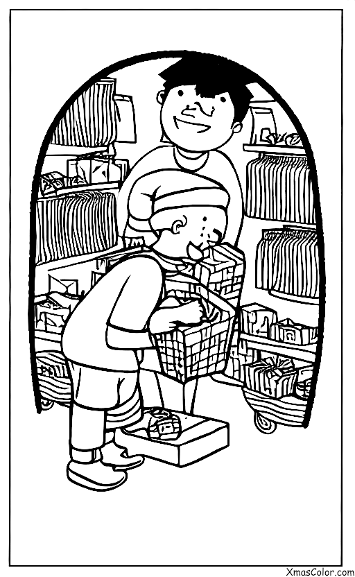 Christmas / Christmas Shopping: A boy shopping for his mom at a gift store