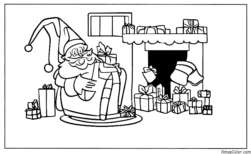 Christmas / Christmas Shopping: Santa going down the chimney