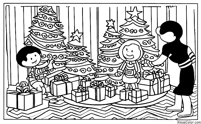 Christmas / Christmas Spirit: A child opening a present on Christmas morning