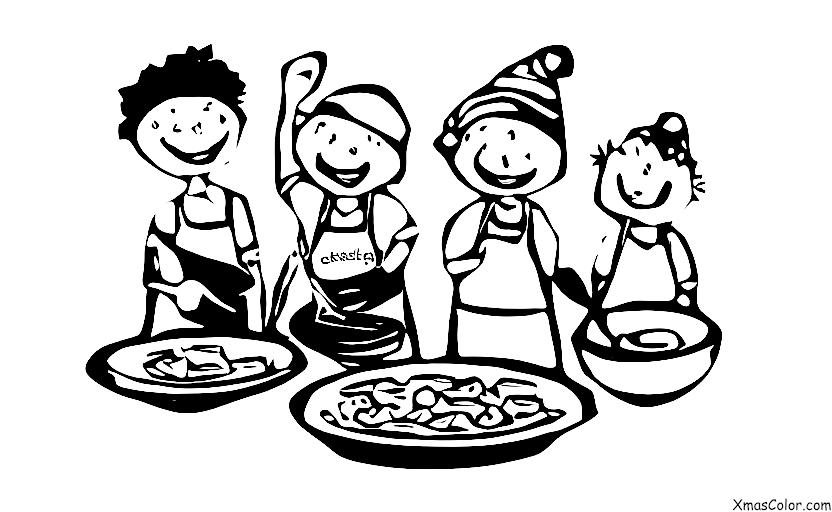 Christmas / Christmas Spirit: people volunteering at a soup kitchen on Christmas Eve