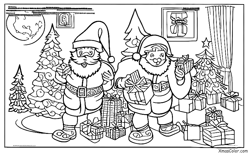 Christmas / Christmas Stockings: Santa at the North Pole