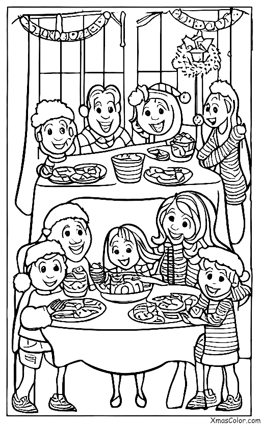 Christmas / Christmas traditions: A family celebrates Christmas Eve with a special dinner