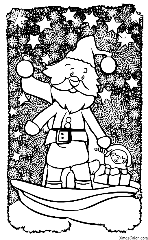 Christmas / Christmas Tree Decorating: Santa and his reindeer flying through the night sky