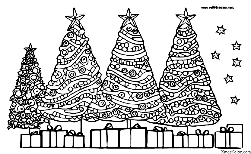 Christmas / Christmas Trees: A big and tall Christmas tree with presents under it