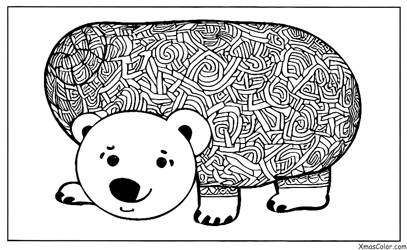 Christmas / Christmas Trees: A polar bear cub playing with a ball