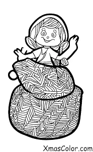 Christmas / Christmas Trees: An elf packing presents into a sack