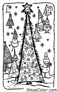 Christmas / Christmas Trees: An outdoor Christmas tree in the snow