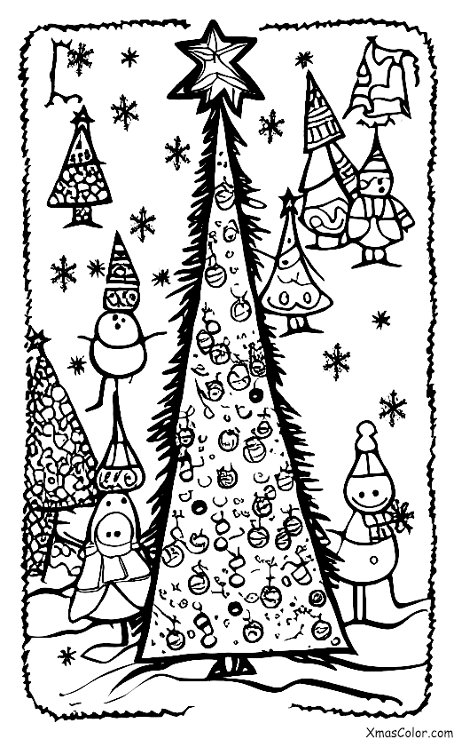 Christmas / Christmas Trees: An outdoor Christmas tree in the snow