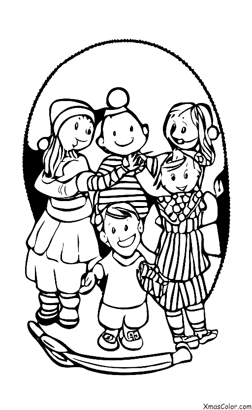 Christmas / Christmas Trees: Children are playing around the Christmas Tree