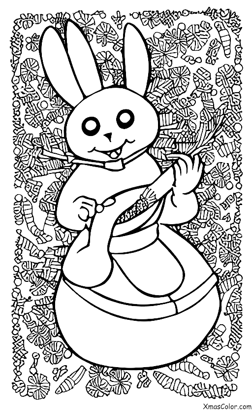 Christmas / Christmas with animals: A rabbit eating a carrot