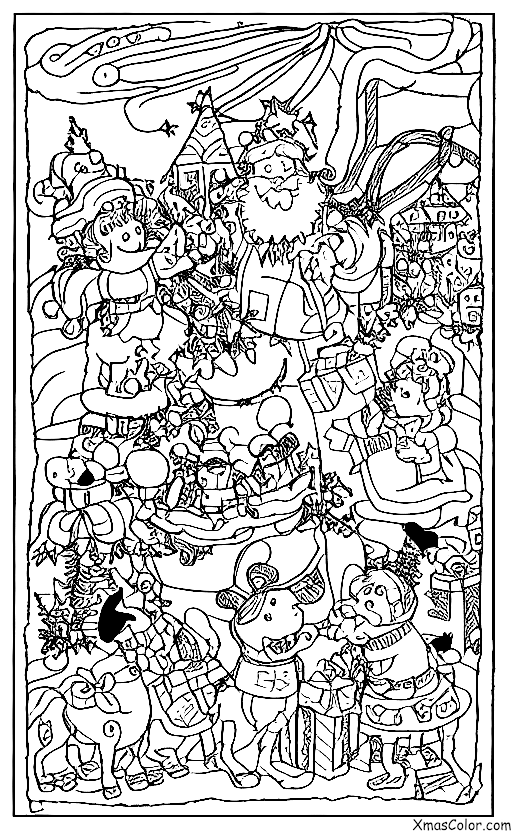 Christmas / Christmas Wrapping Paper: Christmas Wrapping Paper with Santa and his reindeer