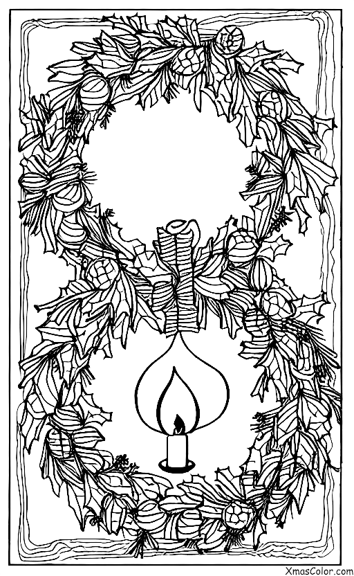 Christmas / Christmas Wreaths: A Christmas wreath with a candle in the center