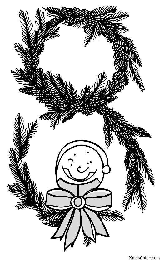 Christmas / Christmas Wreaths: A simple green wreath with a red bow