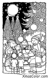 Christmas / Comet: A comet illuminating a Christmas scene