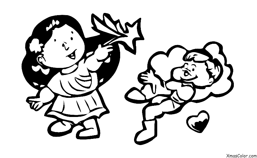 Christmas / Cupid: Cupid delivering a love letter