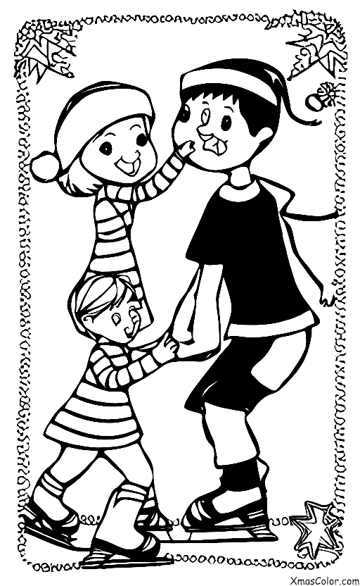 Christmas / Dancer: A boy and girl ice skating