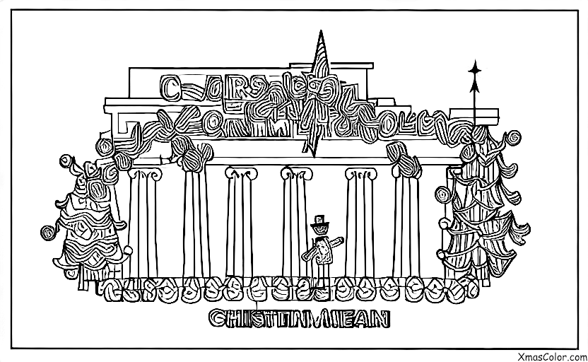 Christmas / DC Christmas: The Lincoln Memorial decorated for Christmas