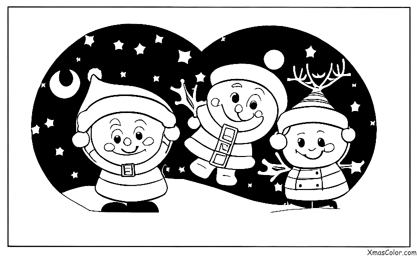 Christmas / Deck the Halls: Santa and his reindeer flying through the night sky