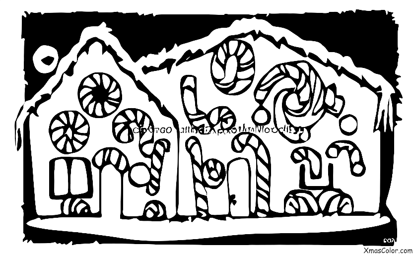 Christmas / Decorating Gingerbread Houses: A family decorating a gingerbread house together