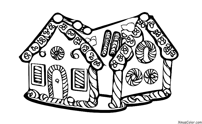 Christmas / Decorating Gingerbread Houses: A gingerbread house with colourful decorations