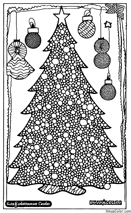 Christmas / Different ways to decorate a Christmas tree: A Christmas tree decorated with lights and garland