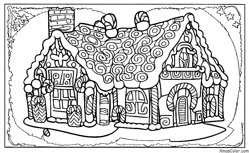 Christmas / Disney Christmas: All of the Disney Characters building a giant gingerbread house