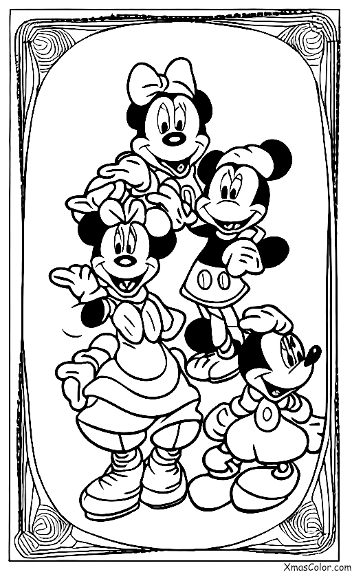 Christmas / Disney Christmas: All of the Disney Characters skating on the ice rink at Disney World