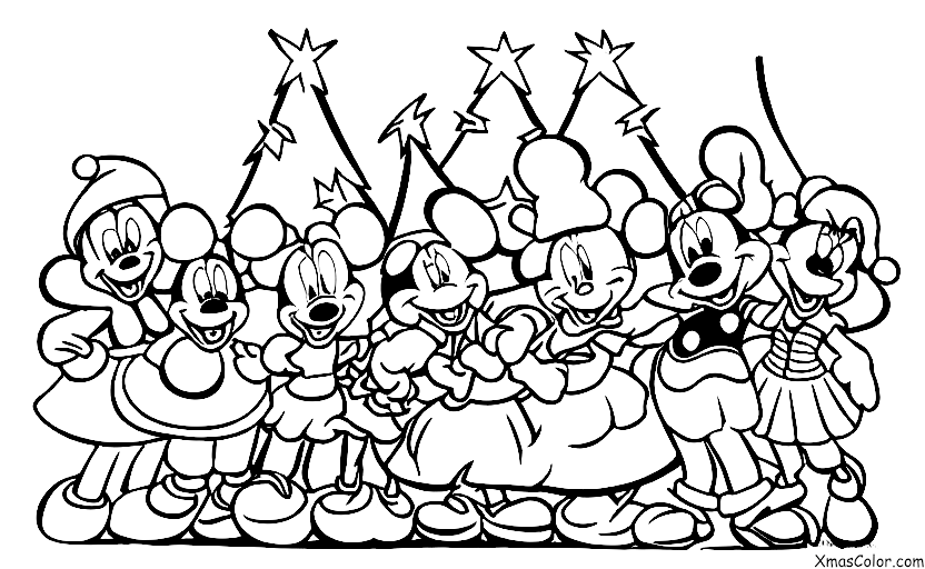 Christmas / Disney Christmas: All the Disney characters getting together to decorate for Christmas