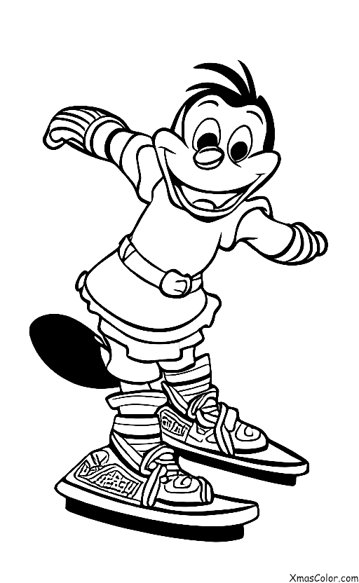 Christmas / Disney Christmas: Goofy skating on a frozen pond