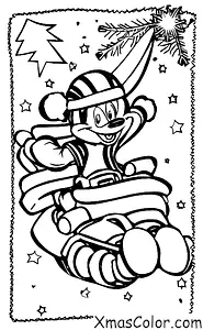 Christmas / Disney Christmas: Goofy sledding down a hill