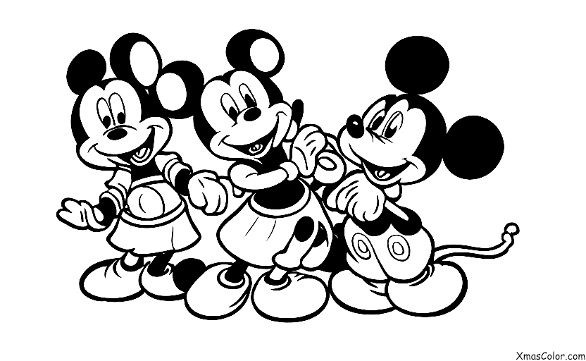 Christmas / Disney Christmas: Mickey and Minnie decorating the Christmas tree