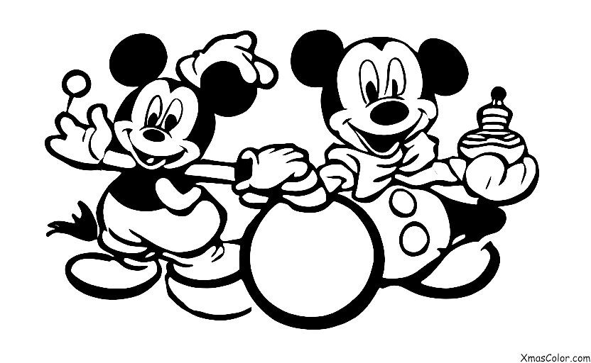 Christmas / Disney Christmas: Mickey Mouse making a snowman