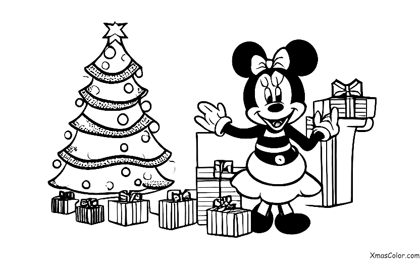Christmas / Disney Christmas: Minnie Mouse decorating her Christmas tree