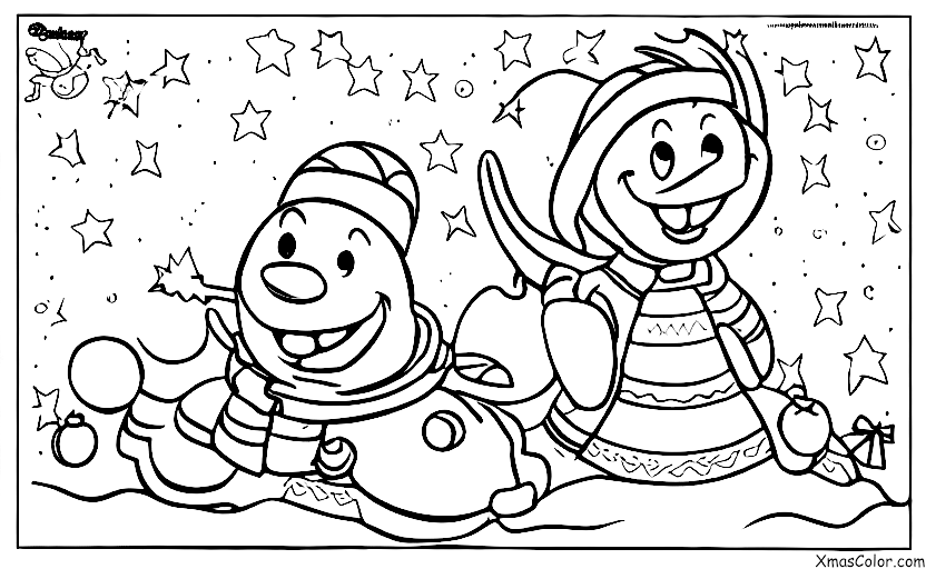 Christmas / Disney Christmas: Pluto playing in the snow