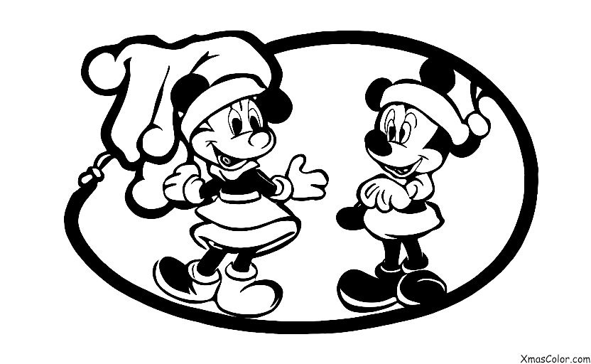 Christmas / Disney Christmas: Santa Mickey and Minnie Mouse