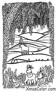 Christmas / Donner: Donner grazing in a field of snow